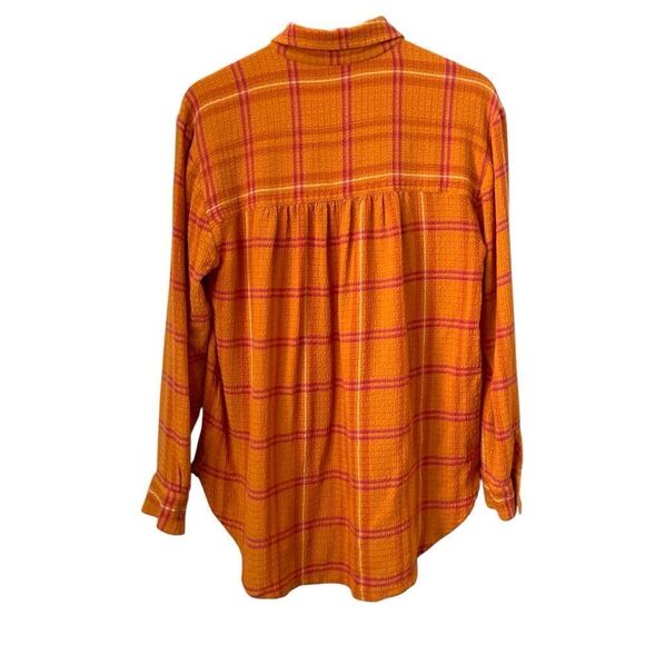 Pilcro x Anthropologie Vibrant Orange and Pink Front Button Top in Size S - Picture 3 of 8
